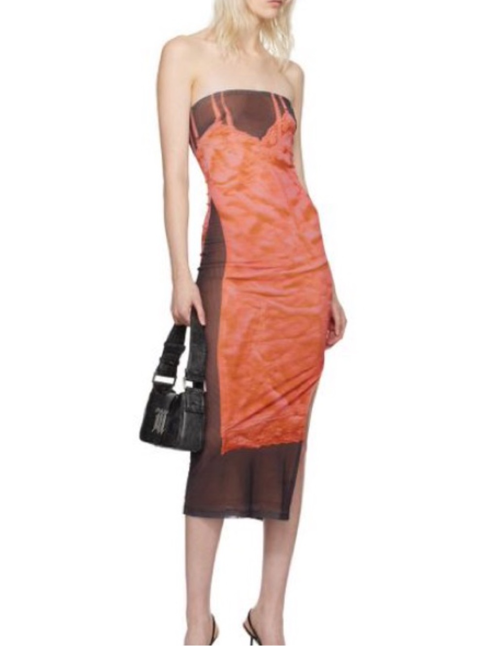 Miaou Lila Midi Lace-Cutout Slip Dress UNIQUE